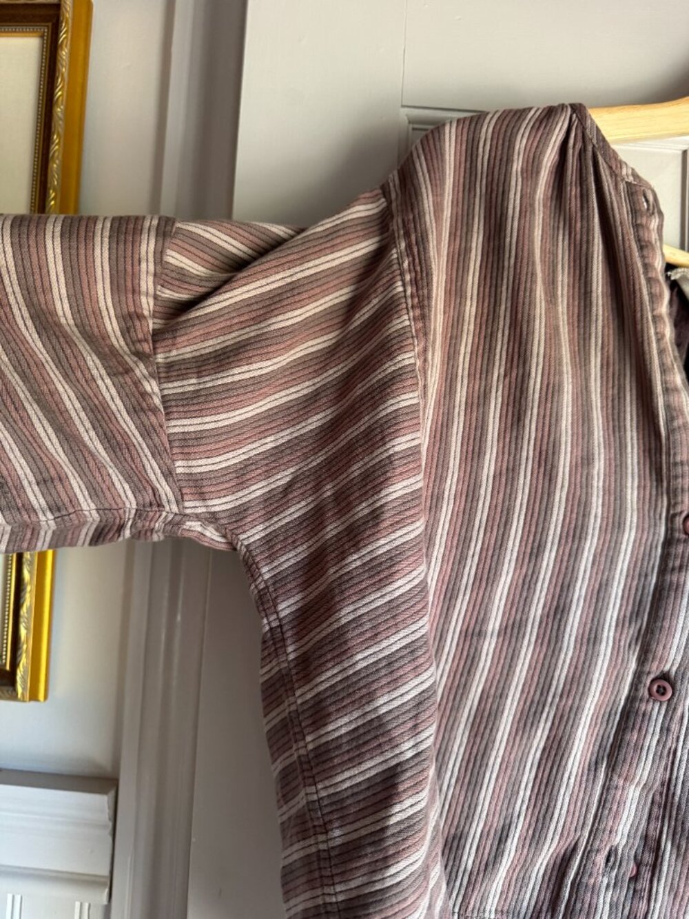 Ace & Jig 100% Cotton Contemporary Boho Striped Button-down Short Sleeve Top - Picture 3 of 5